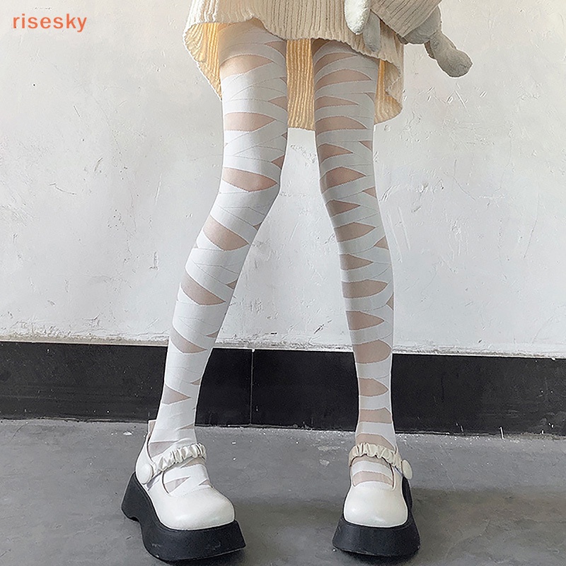 [risesky] Quần Tất Lụa Đen Phối Dây Chéo Hóa Trang Anime Loli Nhật Bản Dễ Thương Cho Nữ