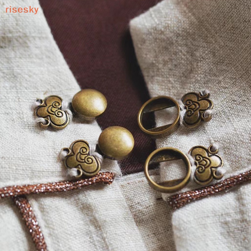 [risesky] Nút Kim Loại Cổ Vest Hanfu Tang Sườn Xám Cài Nút Thắt Lưng Búp Bê Retro Tự Làm Thủ Công