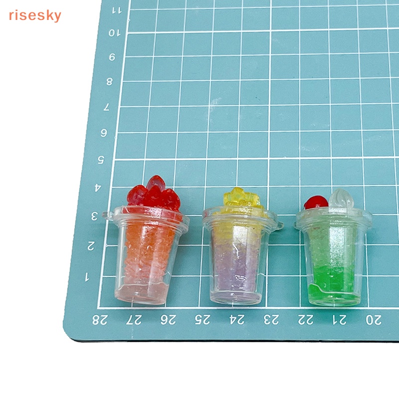 [risesky] Set 2 Móc Khóa / Điện Thoại Di Động / Móc Khóa Hình Cốc Kem Trái Cây Dạ Quang DIY Bằng Nhựa Resin Sáng Tạo