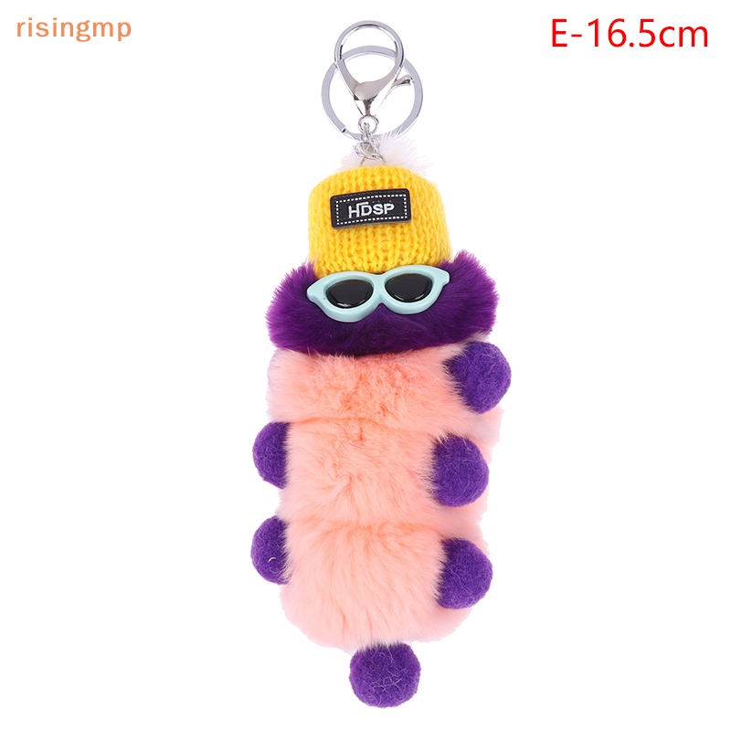 [risingmp] Móc Khóa Hình Sâu Bướm Lông Thỏ Dễ Thương Trang Trí Ba Lô / Ô Tô