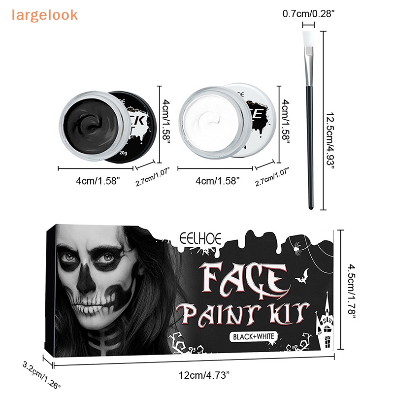 Bảng Màu Trắng Đen Trang Điểm Mặt Và Cơ Thể Chuyên Nghiệp Cho Dịp Halloween