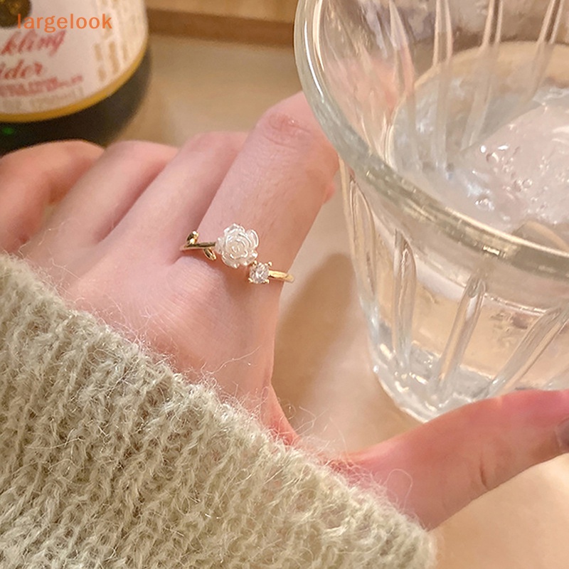 Nhẫn Hở Hình Hoa Hồng Màu Đen Đính Đá Zircon Thời Trang Cho Nữ