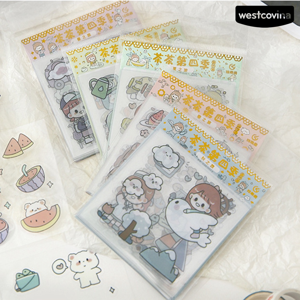 [WSTN]✎Bộ 20 Tấm Sticker PET Chống Thấm Nước Họa Tiết Hoạt Hình Trang Trí Laptop