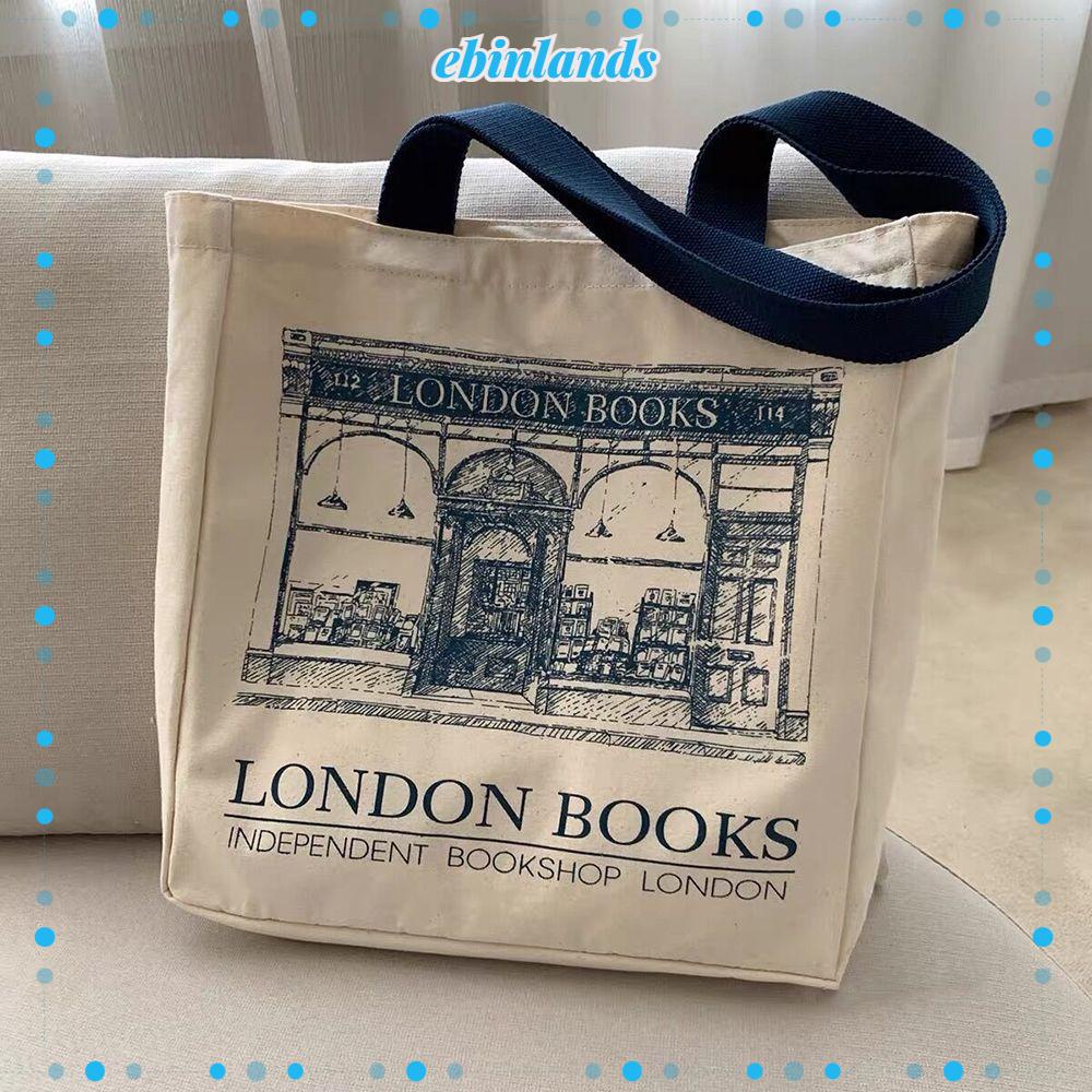 EBINLANDS Túi Vải Canvas Đeo Vai Dùng Đi Mua Sắm Có Thể Tái Sử Dụng