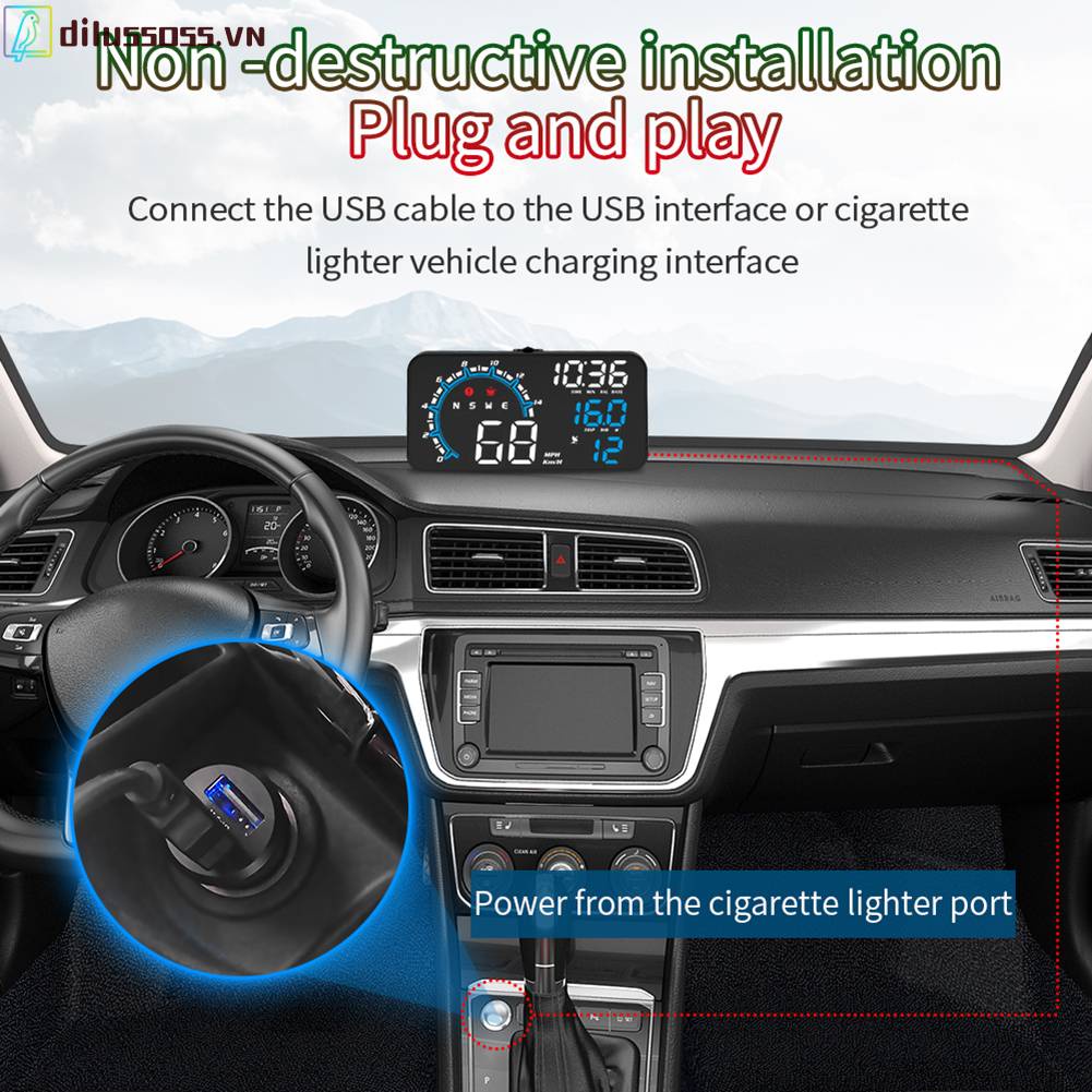 Đồng Hồ Đo Tốc Độ Thông Minh Tự Động Màn Hình LED GPS MPH Cho Xe Hơi / Xe Tải