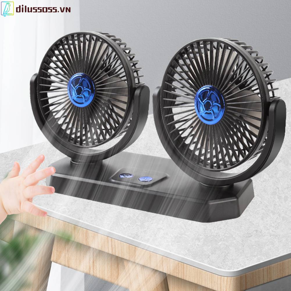 Quạt Làm Mát Hai Đầu 12 / 24V 3 Bánh Răng Thông Gió Tự Động Dành Cho Gia Đình