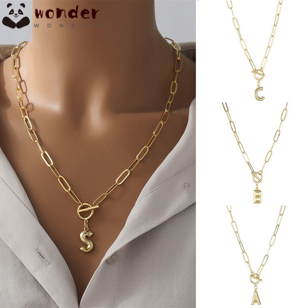 WONDER Dây Chuyền Mạ Vàng Mặt Hình Chữ Cái Từ A Đến Z