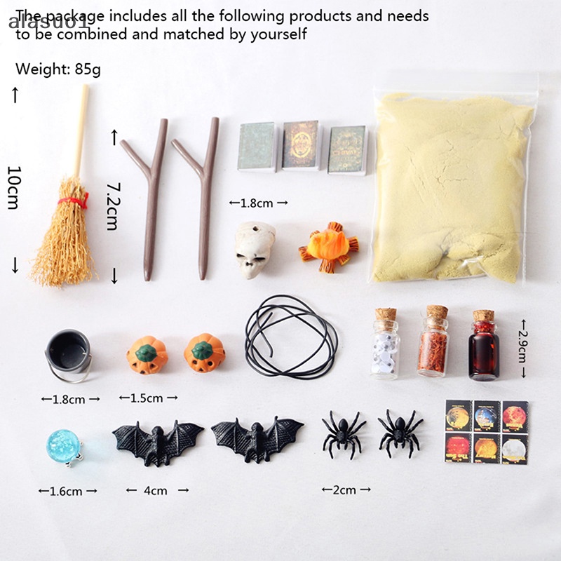 1 Bộ Chổi &amp; Đầu Lâu &amp; Nhện Trang Trí Nhà Búp Bê 1: 12