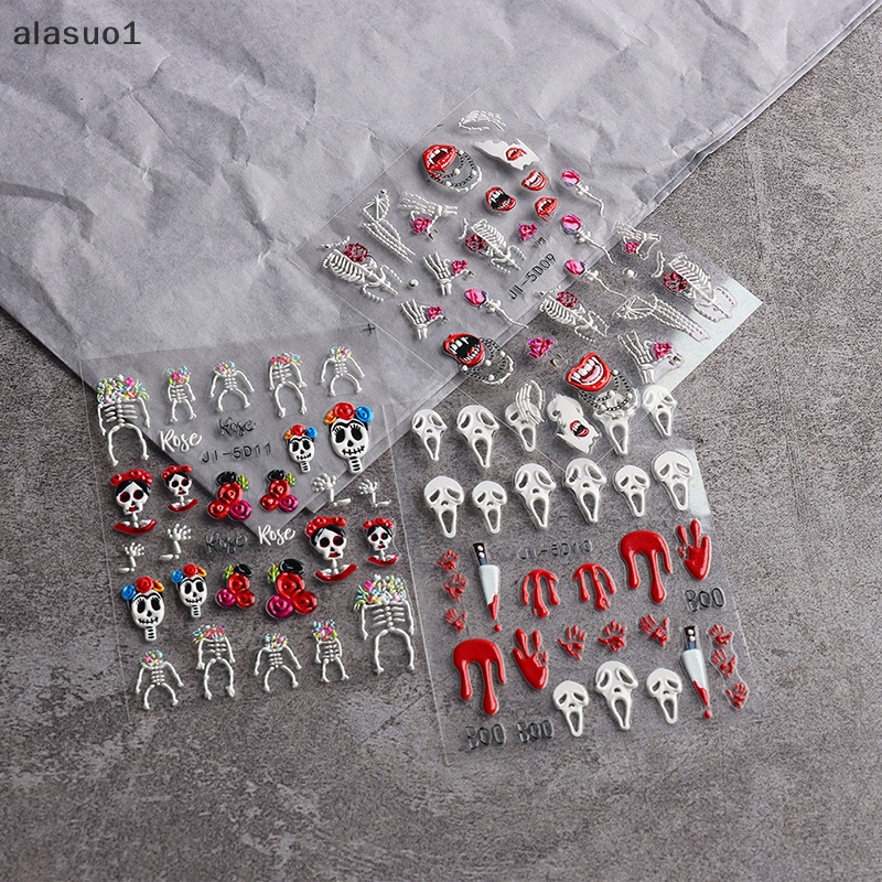 1 Miếng Dán Trang Trí Móng Tay Hình Mặt Nạ Môi Kinh Dị 5D Phong Cách Halloween