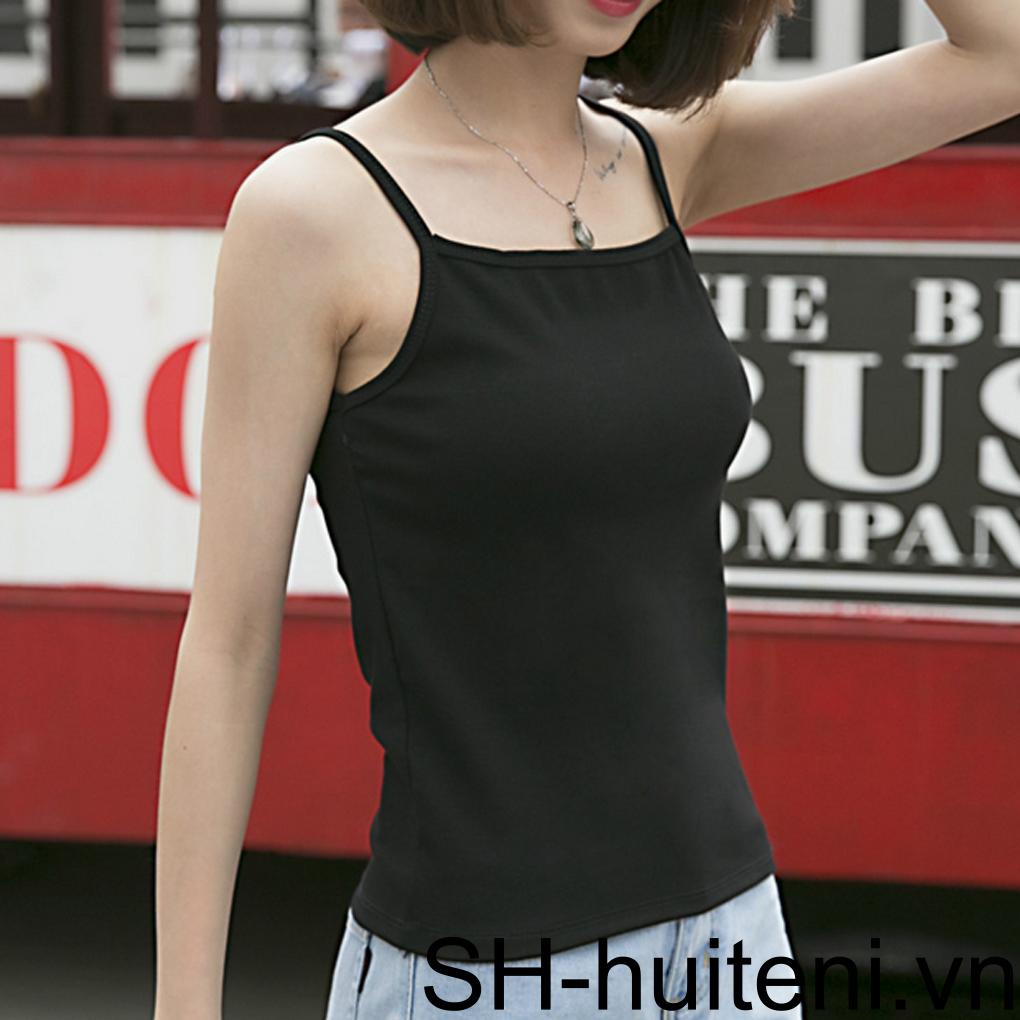 Áo Thun Cotton Hai Dây Không Đường May Ôm Dáng Thời Trang Cho Nữ