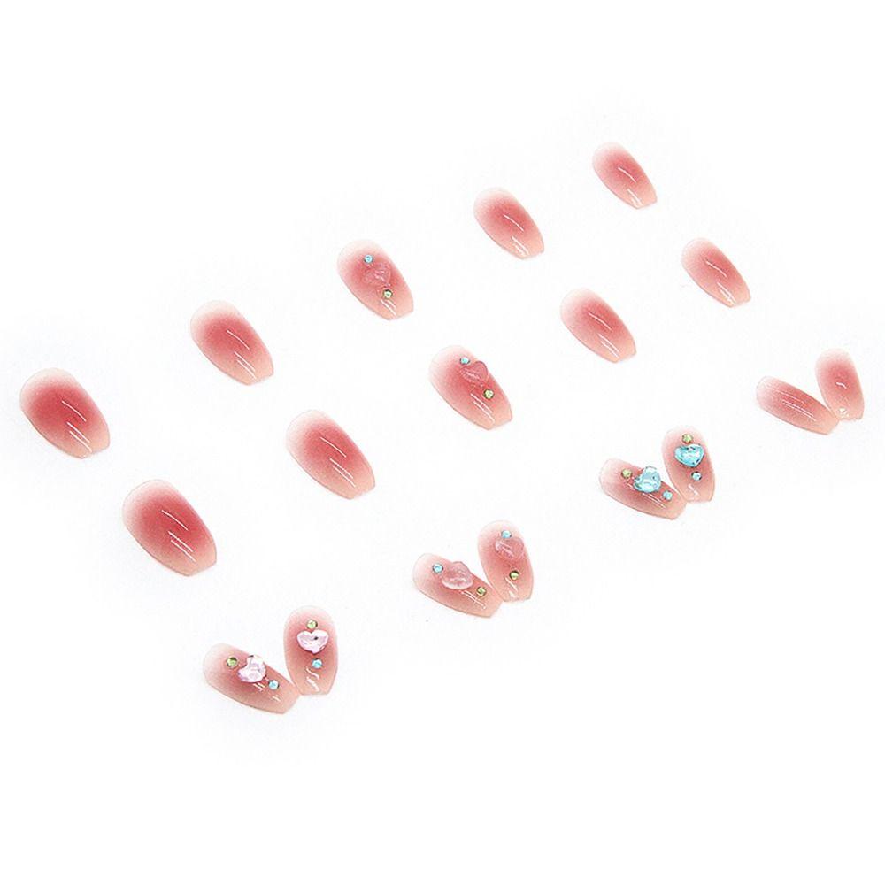 XIANTIN Bộ 24 Móng Tay Giả Màu Hồng Có Thể Tái Sử Dụng Che Phủ Toàn Diện
