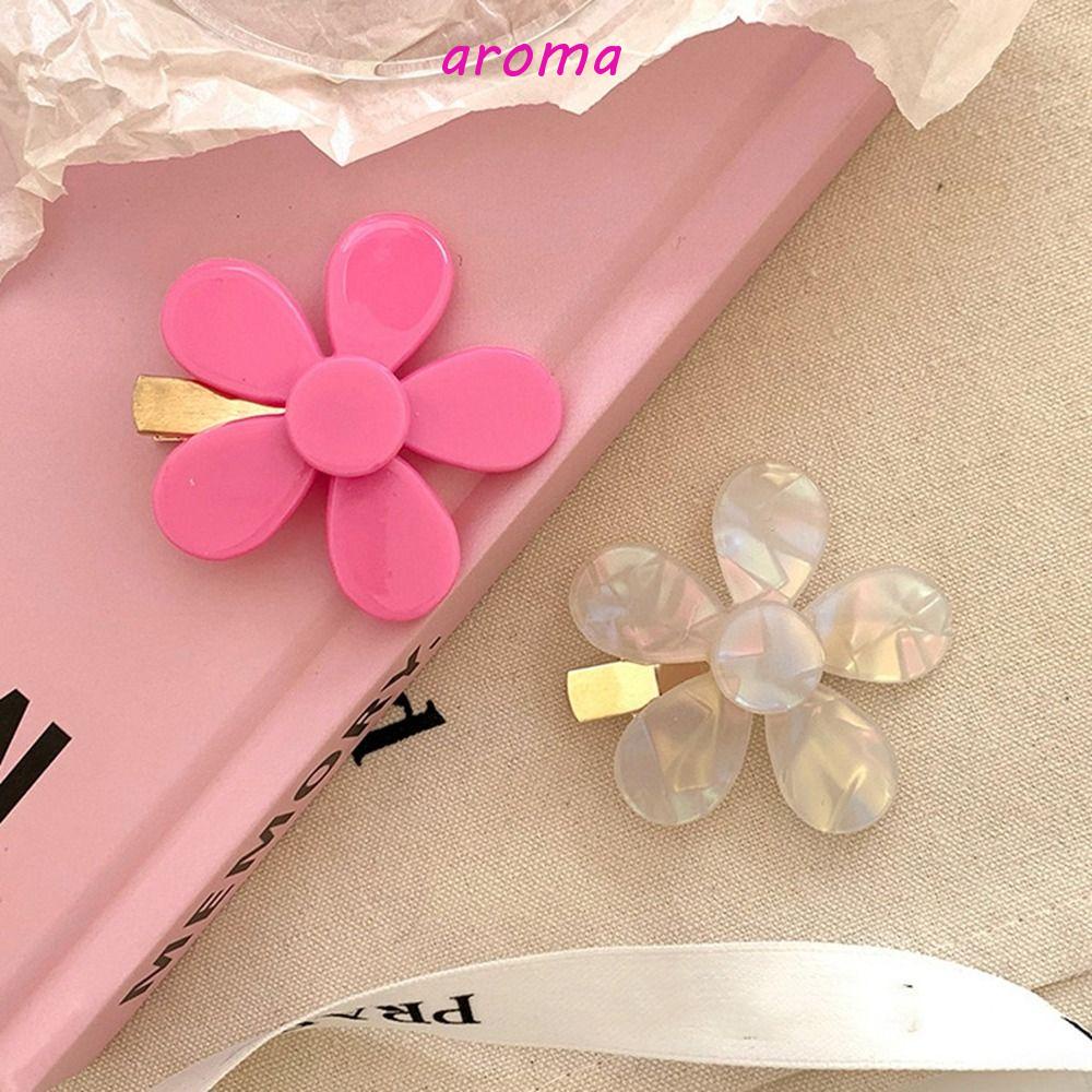 AROMA Kẹp Tóc Hình Hoa Màu Sắc Ngọt Ngào Y2K Phong Cách Retro