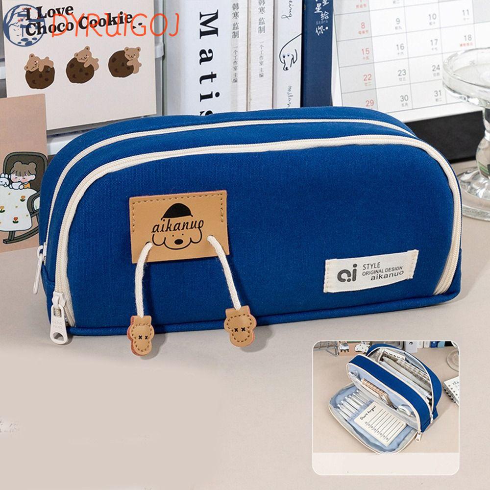 DYRUIDOJ Túi Đựng Bút Bằng Vải Canvas Nhiều Ngăn Họa Tiết Hoạt Hình Phong Cách Hàn Quốc Dành Cho Trẻ Em