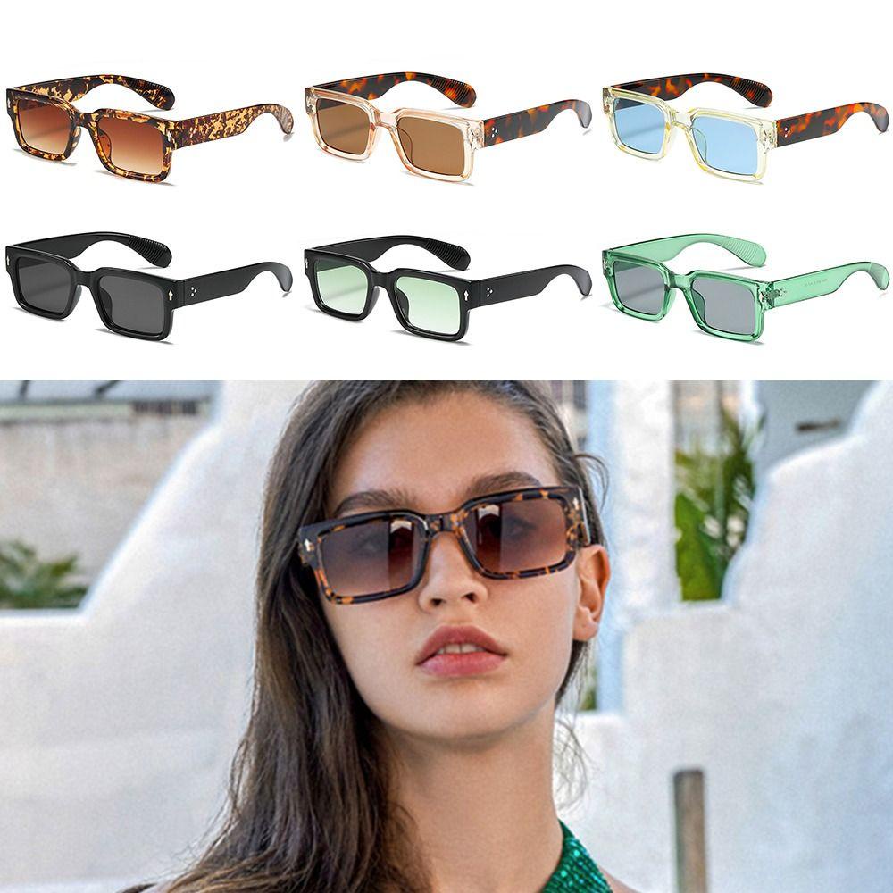 HS Kính Mát Hình Chữ Nhật Chống Tia UV400 Màu Đen Y2K Phong Cách Punk Cổ Điển Thời Trang Cho Nam Và Nữ