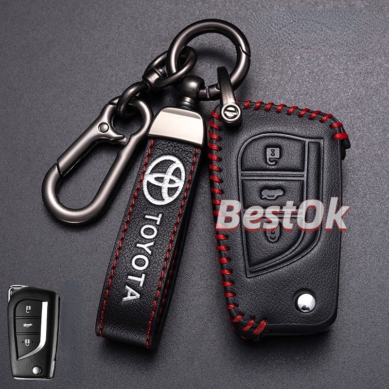 Vỏ Da Bảo Vệ Chìa Khóa Xe Hơi 3 Nút Bấm Cho Toyota Yaris Hilux Revo New Innova Fortuner Camry Hilux Innova RAV4 Fortuner Yaris