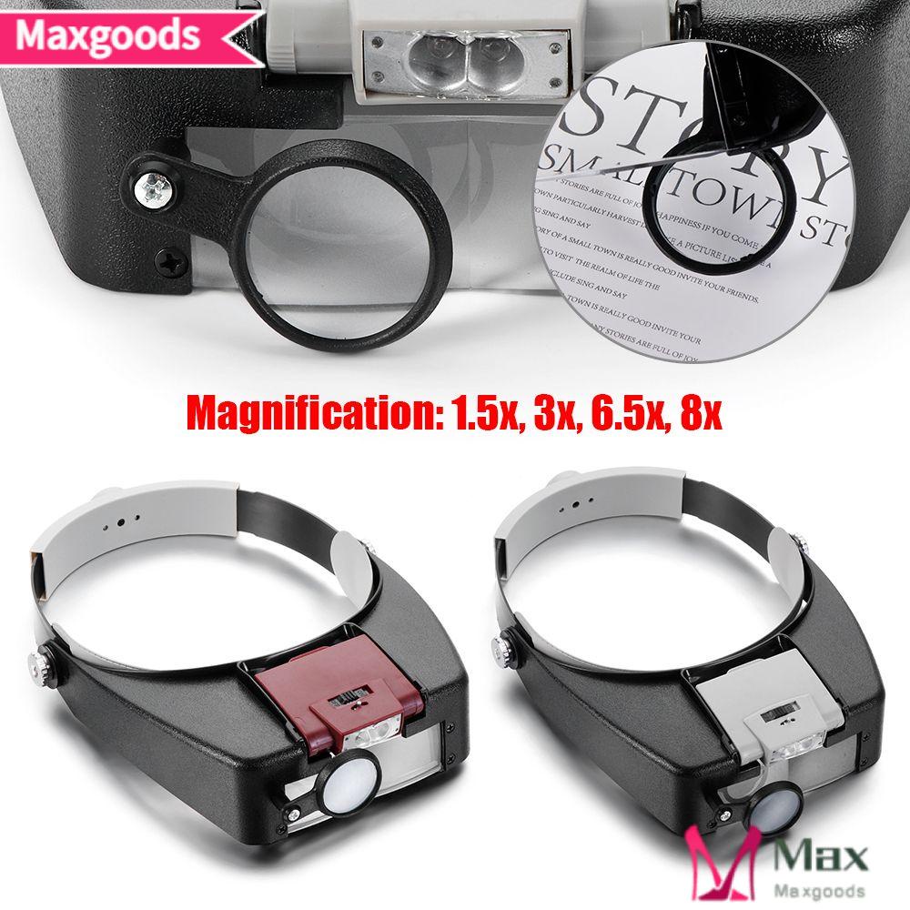 MAXG Kính Lúp Đeo Đầu Có Đèn Dùng Sửa Chữa Đồ Trang Sức