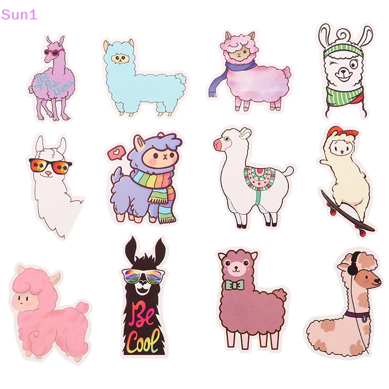 Set 50 Miếng Dán Hình Lạc Đà Alpaca Hoạt Hình Đáng Yêu Trang Trí Sổ Tay / Xe Đạp / Ô Tô