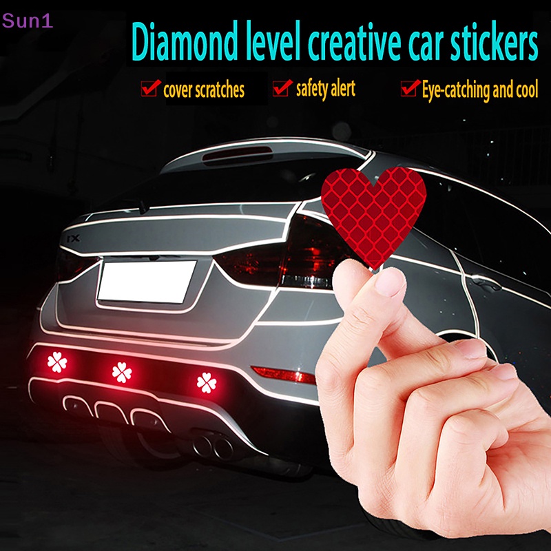 Bộ 6 Miếng Dán Phản Quang Cảnh Báo An Toàn Hình Trái Tim Cho Xe Hơi