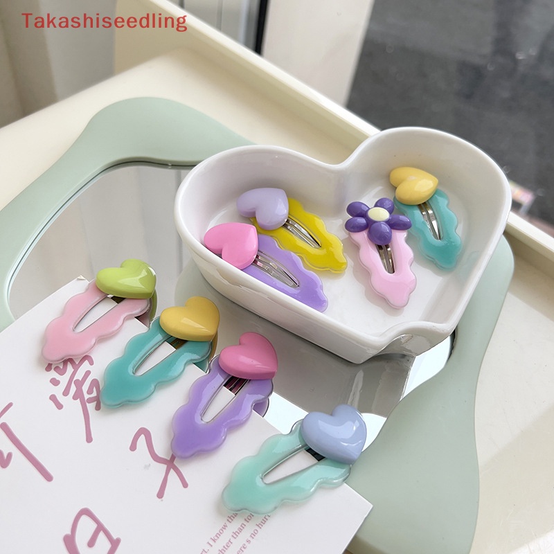 Set 2 Kẹp Tóc Hình Hoa / Trái Tim Dễ Thương Phong Cách Vintage Cho Nữ