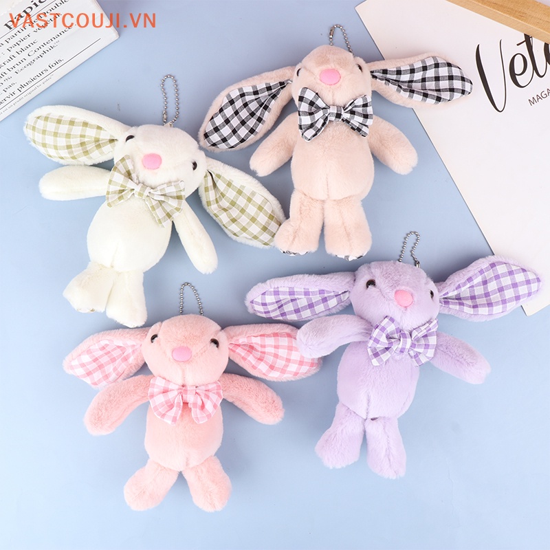 Móc Khóa Thỏ Nhồi Bông Kẻ Sọc Caro Dễ Thương