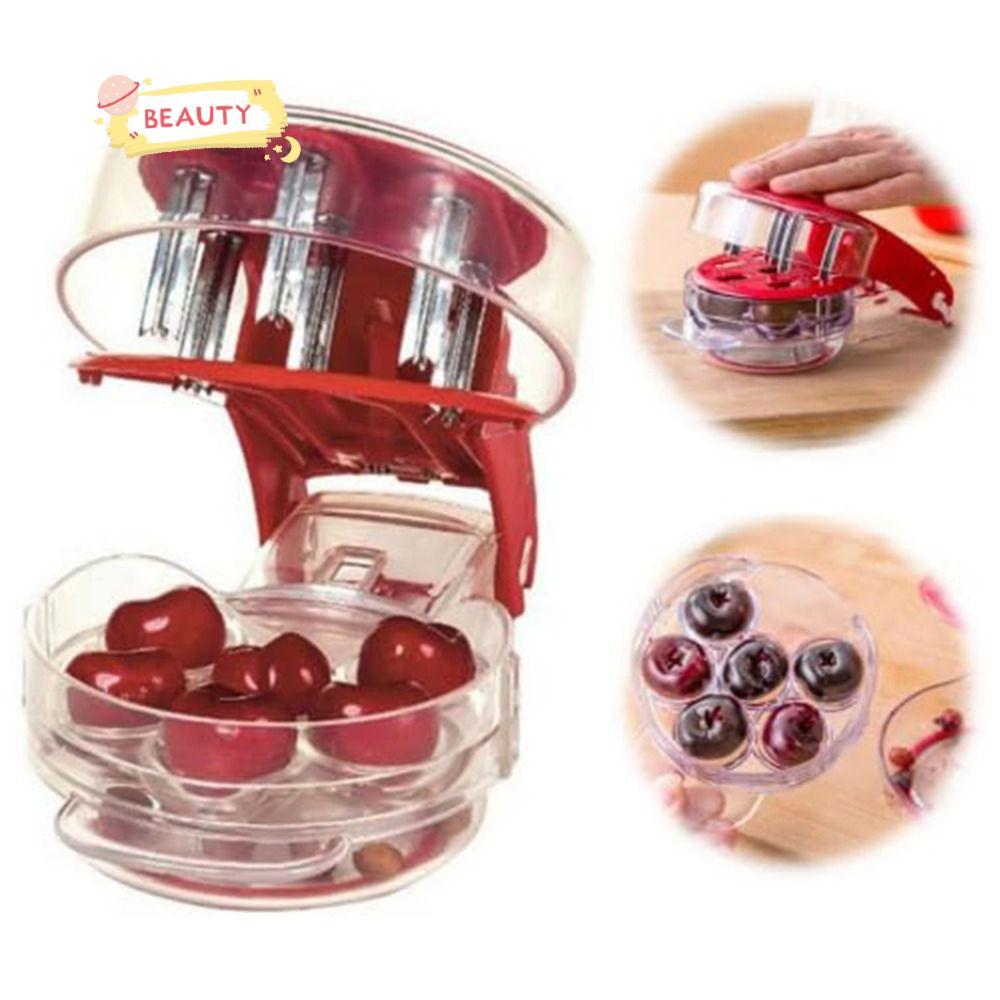 BEAUTY Dụng Cụ Tách Hạt Cherry 6 Lỗ Chất Lượng Cao Tiện Dụng Cho Nhà Bếp