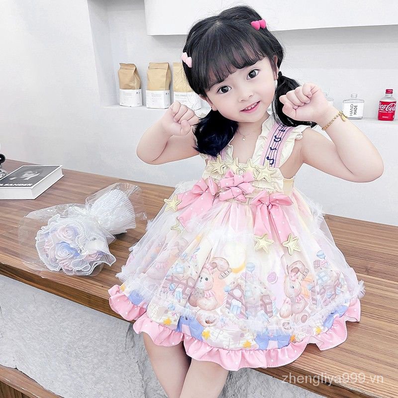 Đầm Công Chúa Lolita Hai Dây Mùa Hè 2023 Phong Cách Mới Cho Bé Gái