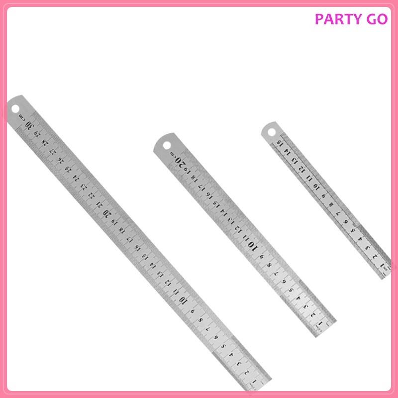 Bộ 3 Thước Đo Góc Thẳng Bằng Kim Loại Tiện Dụng Cho Học Sinh