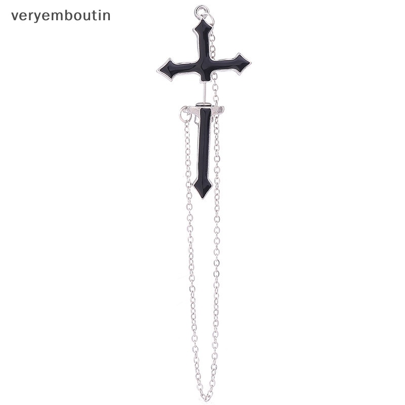 Khuyên Tai Chuỗi Hình Thánh Giá Đính Đá Pha Lê Phong Cách Gothic Thời Trang Cá Tính Dành Cho Nữ