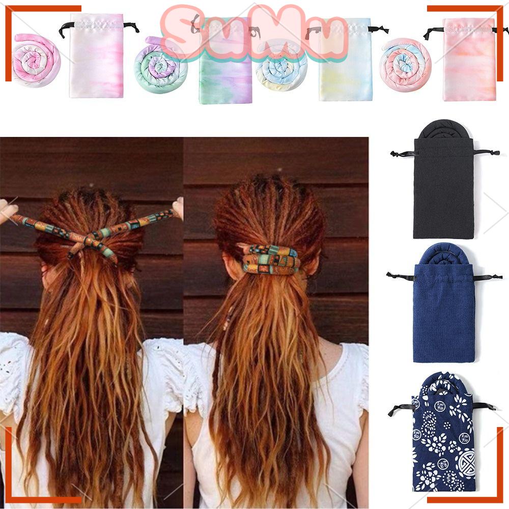 SUMU Dây Buộc Tóc Hình Xoắn Ốc Có Thể Uốn Cong Kèm Túi Đựng