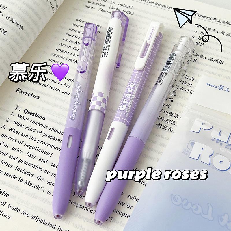 Bút gel Mura-8923 Purple Rose Grace Best Love [Taphoagaunho]