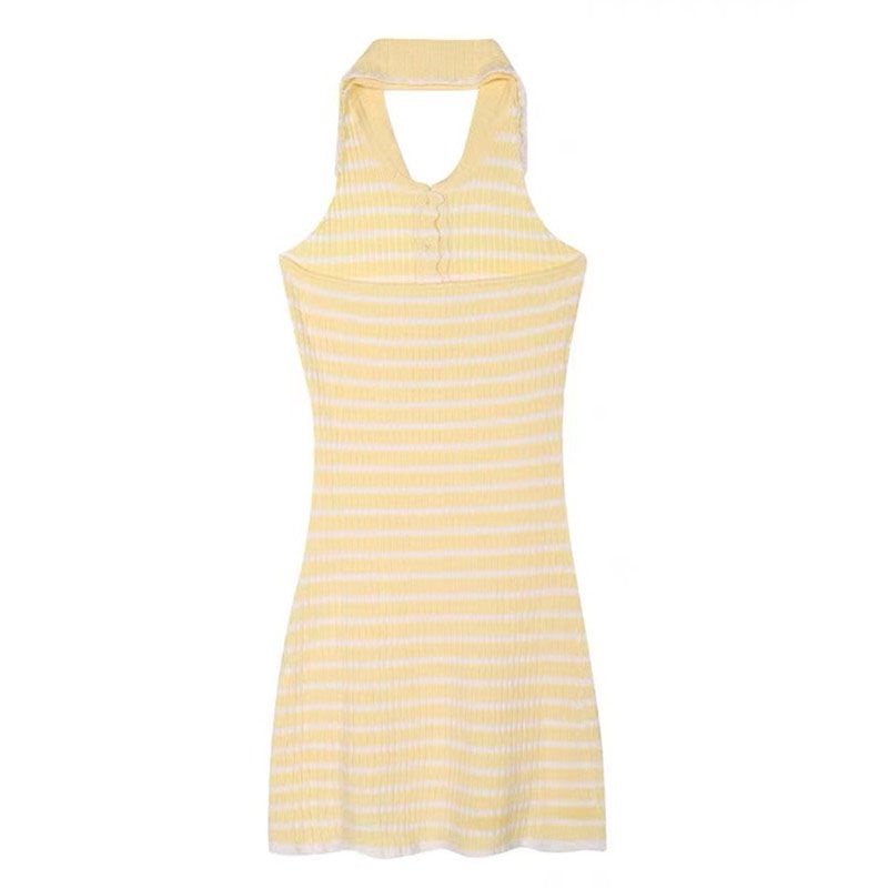 Đầm Ngắn Hai Dây Ôm Dáng Họa Tiết Kẻ Sọc Gợi Cảm Mùa Hè Cho Nữ WTH4
