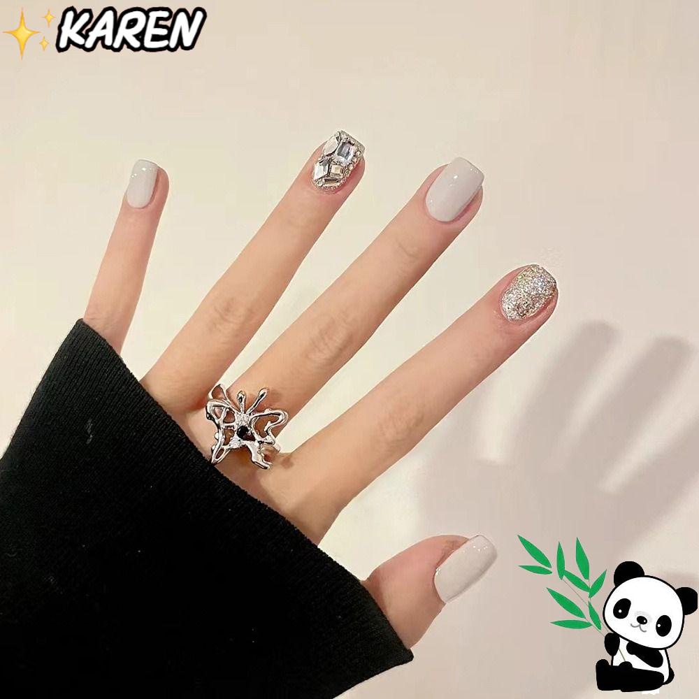 KAREN Bộ Móng Tay Giả Che Phủ Toàn Diện Có Thể Tháo Rời DIY