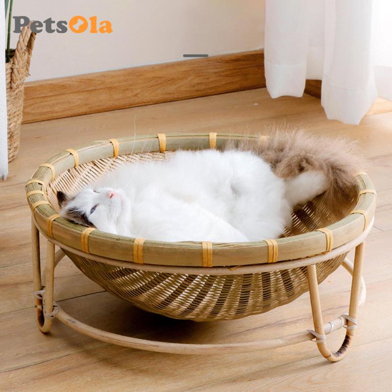 Tổ Đan Tre Thủ Công Thoáng Khí Có Thể Giặt Sạch Dành Cho Mèo Cưng
