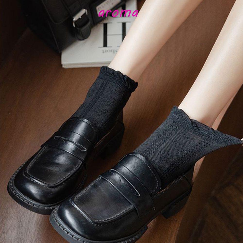 AROMA Đôi Vớ LướI NgắN MàU Trơn ThờI Trang Cho Nữ