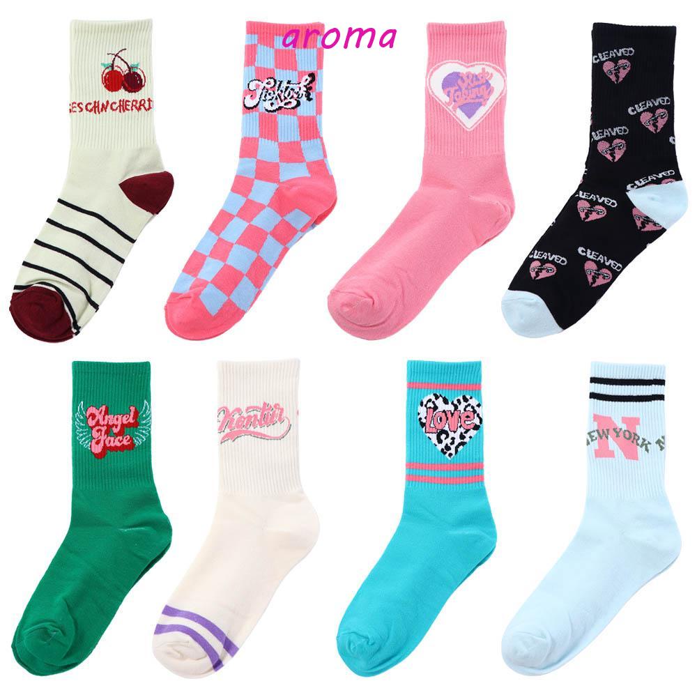 AROMA Vớ Nữ Thoáng Khí Họa Tiết Trái Tim Dễ Thương Phong Cách Harajuku