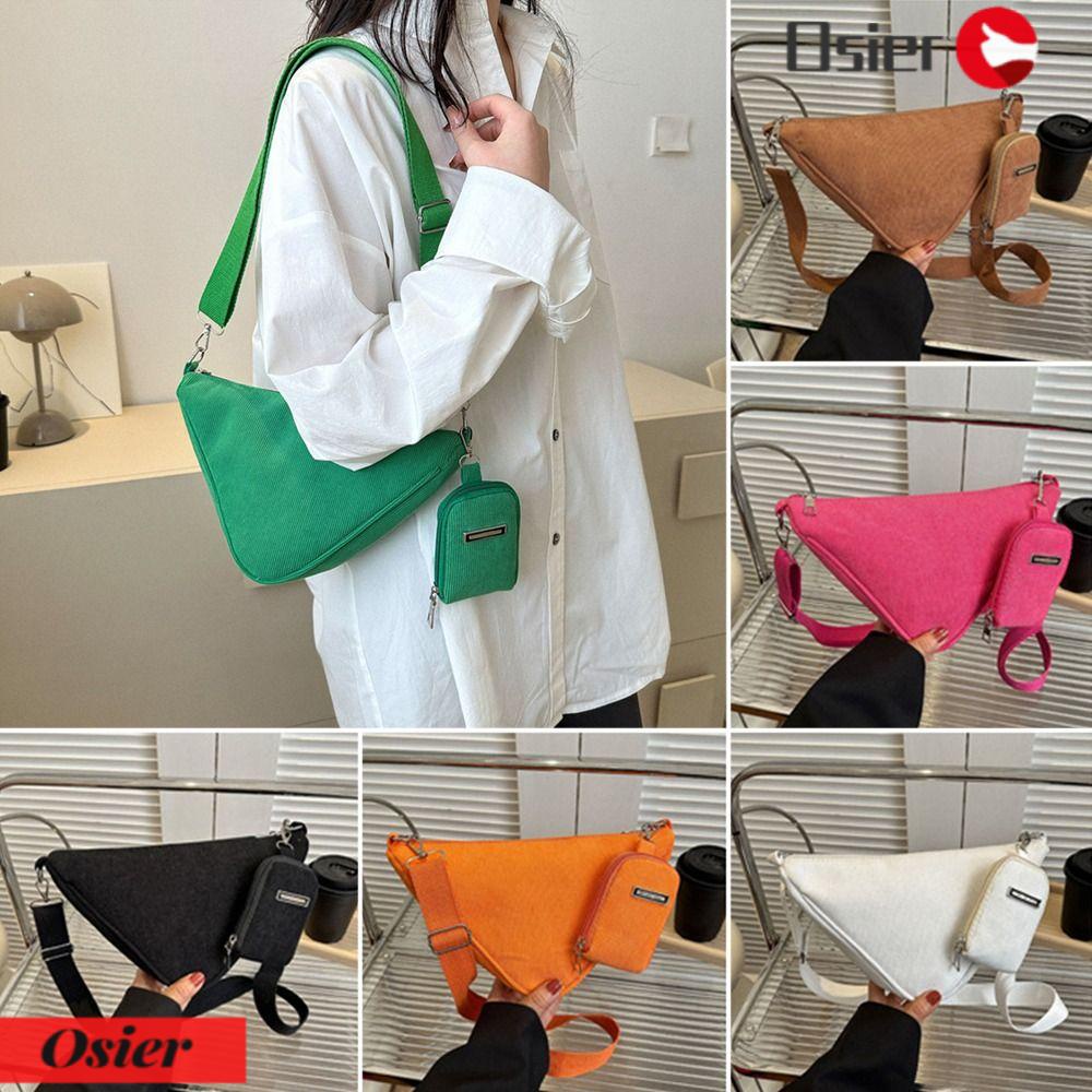 OSIER1 Túi Đeo Vai / Kẹp Nách Mềm Màu Trơn Kiểu Thể Thao Cá Tính