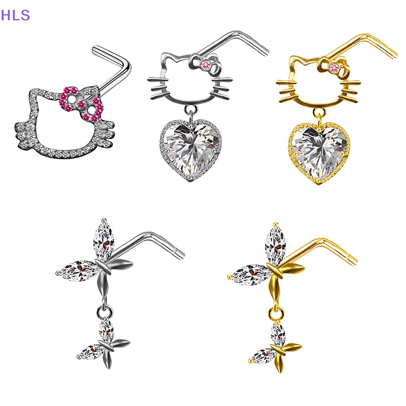Khuyên Mũi Bằng Thép Không Gỉ Hình Mèo / Bướm / Trái Tim Thời Trang Cho Nữ