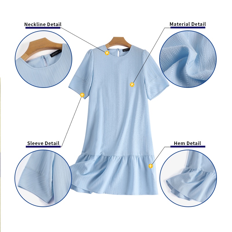 ZANZEA Đầm Búp Bê Tay Lửng Cổ Tròn Viền Bèo Kiểu Hàn Quốc Cho Bạn Gái