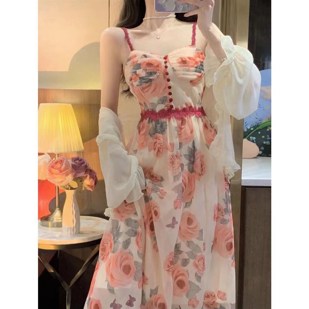 Set Đầm Hoa Hai Mảnh Phong Cách Thời Trang Phương Tây Mới Cho Nữ