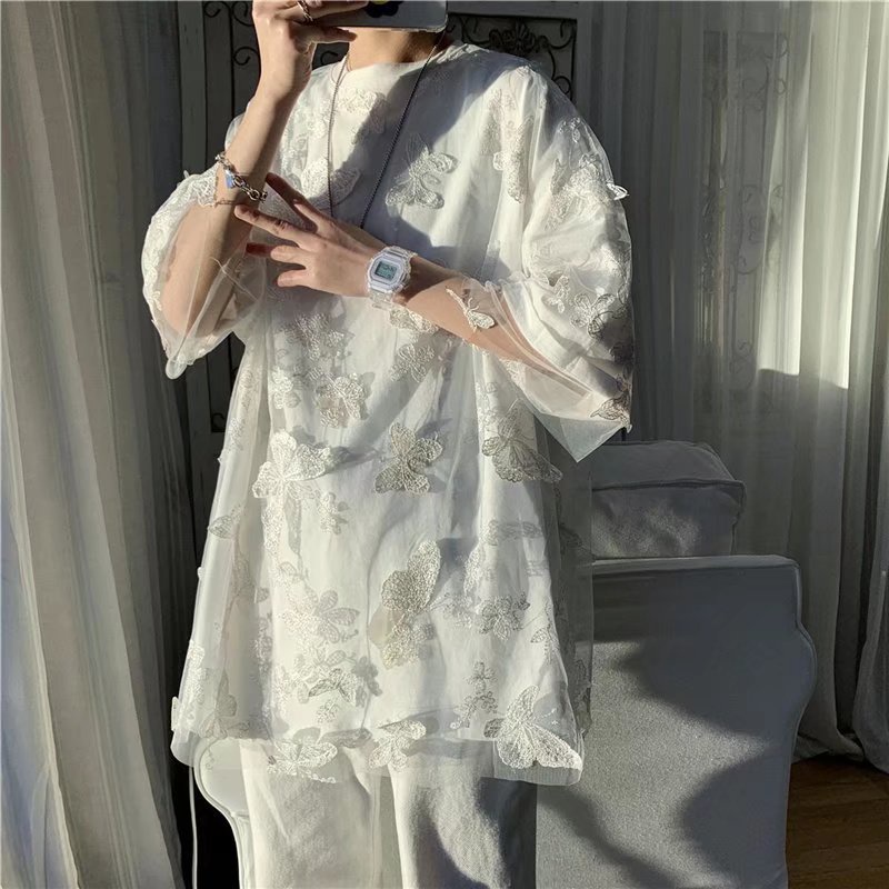 Áo Thun Tay Ngắn In Hình Bướm Phong Cách Hàn Quốc Dành Cho Nam