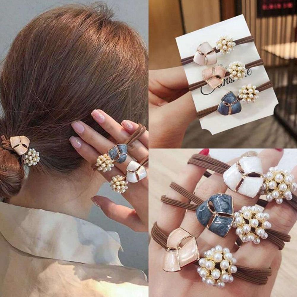 Băng Đô Cài Tóc Co Giãn Đính Cánh Hoa Ngọc Trai Phong Cách Thời Trang Mới Z1V9