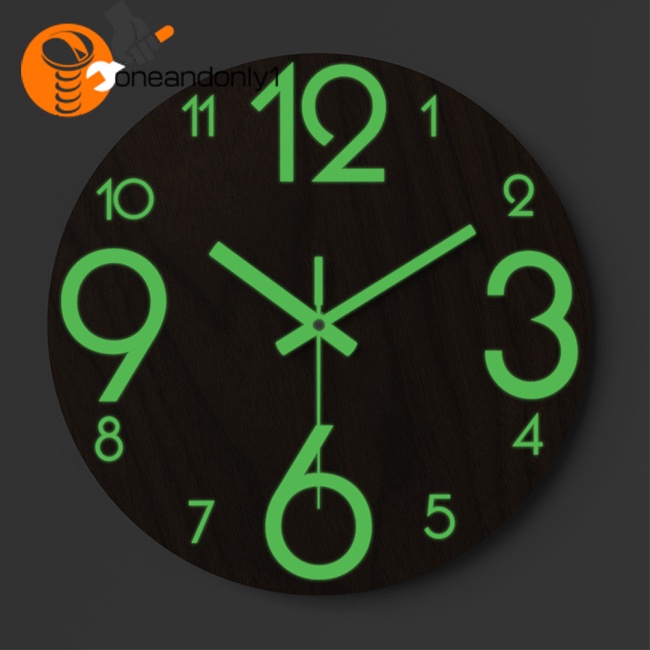 Đồng Hồ Treo Tường Dạ Quang Hình Tròn 12 Inch Bằng Gỗ Không Ồn Dùng Trang Trí Phòng Khách / Phòng Ngủ