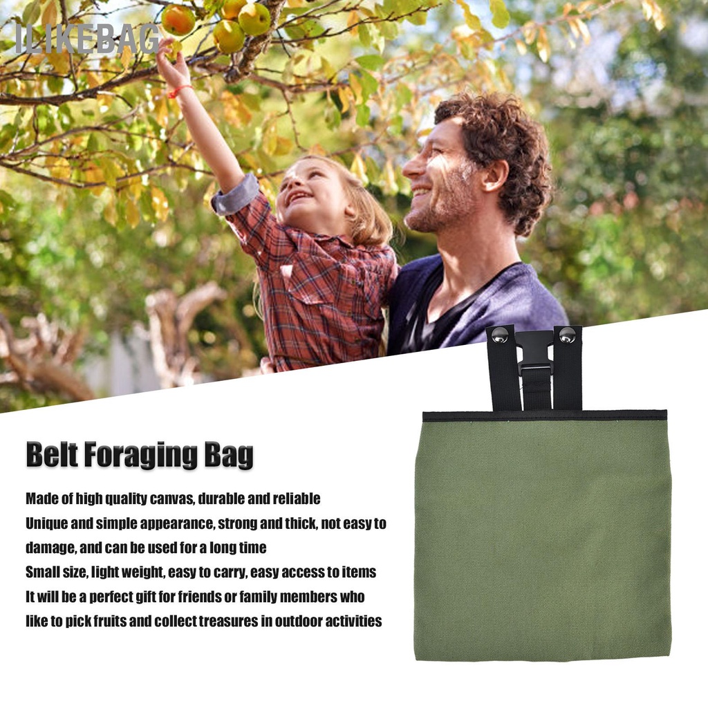 Ilikebag Túi Kiếm Thức Ăn Vải Có Thể Gập Lại Di Động Dày Độc Đáo Ngoại Hình Đơn Giản Thắt Lưng Hái Trái Cây Cho Cắm Trại Ngoài Trời