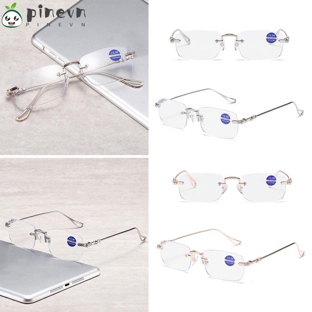 PINEVN Kính Đọc Sách Gọng Vuông Kim Loại Chống Ánh Sáng Xanh Siêu Nhẹ Bảo Vệ Mắt Thanh Lịch Cho Nam Và Nữ