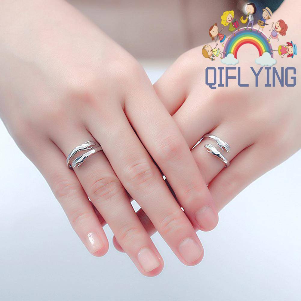 Nhẫn Hở Mạ Bạc Khắc Chữ Love Hug Thời Trang