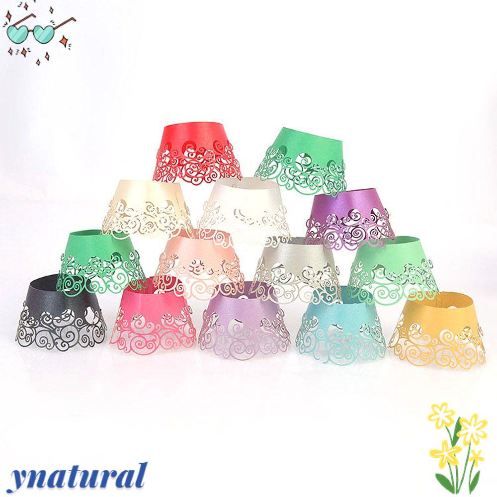 YNATURAL Set 12 Đế Lót Bánh Cupcake Phối Ren Xinh Xắn Tiện Dụng Ốp