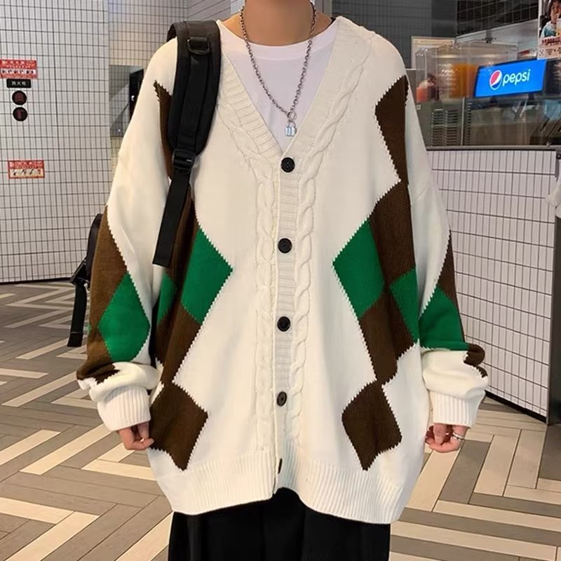 Áo Khoác Cardigan Phối Màu Tương Phản Thời Trang Trẻ Trung Cho Nam