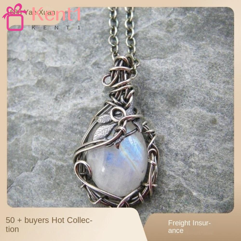 KENT1 Mặt Vòng cổ Hình Giọt Nước Đá Mặt Trăng Cabochon Lá Mây Thủ Công Nhiều Màu Sắc Cổ Điển Thủ Công Cho Nam