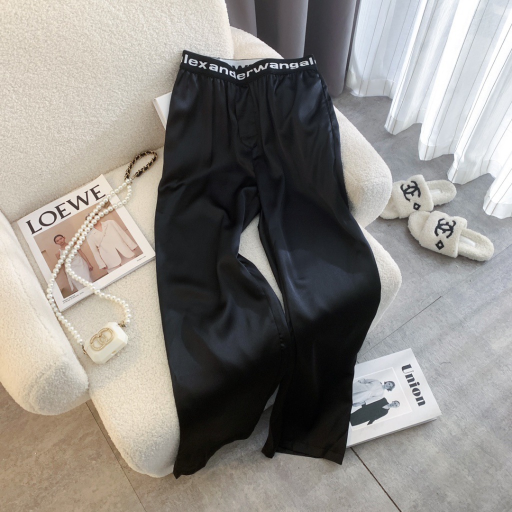 Alexander Wang 2023 Quần Dài Dáng Rộng In Chữ logo Phối Ruy Băng Kiểu retro Thời Trang Xuân Hè Mới