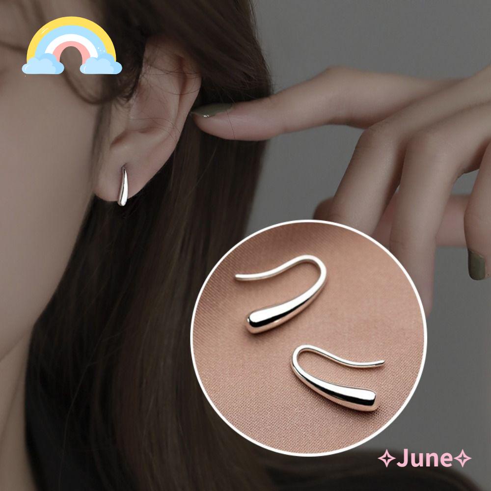 JUNE 2 Bông Tai Mạ Bạc 925 Hình Giọt Nước Kiểu Dáng Mới